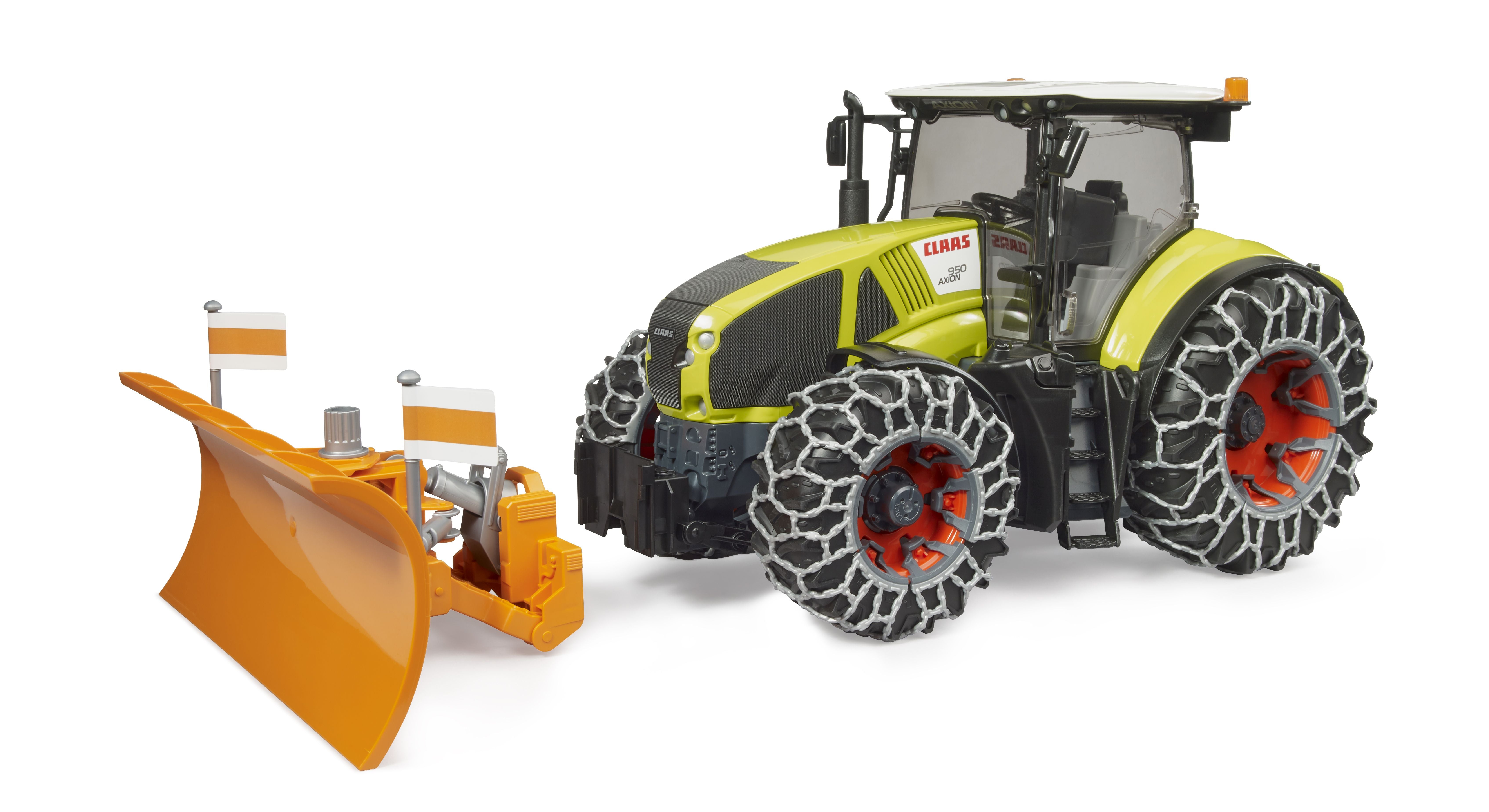 claas spielzeug Bruder 03018 Claas Axion 950 mit Schneekette und Räumschild – Spielzeug24