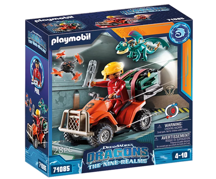 Playmobil 71085 Dragons : Les Neufs Royaumes – Quad Et Phil – Inclut Le Personnage Phil Baker, Un Dragon, Un Quad Et Accessoires – Dès 4 Ans