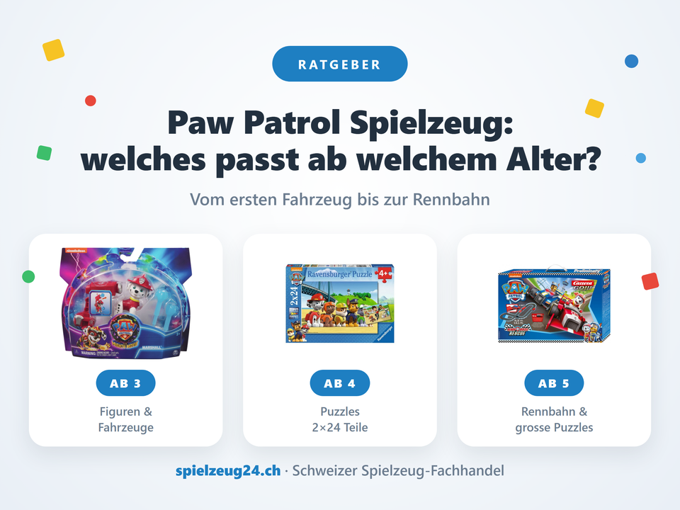 Paw Patrol Spielzeug nach Alter: Figuren ab 3 Jahren, Puzzle ab 4 Jahren, Carrera-Rennbahn ab 5 Jahren