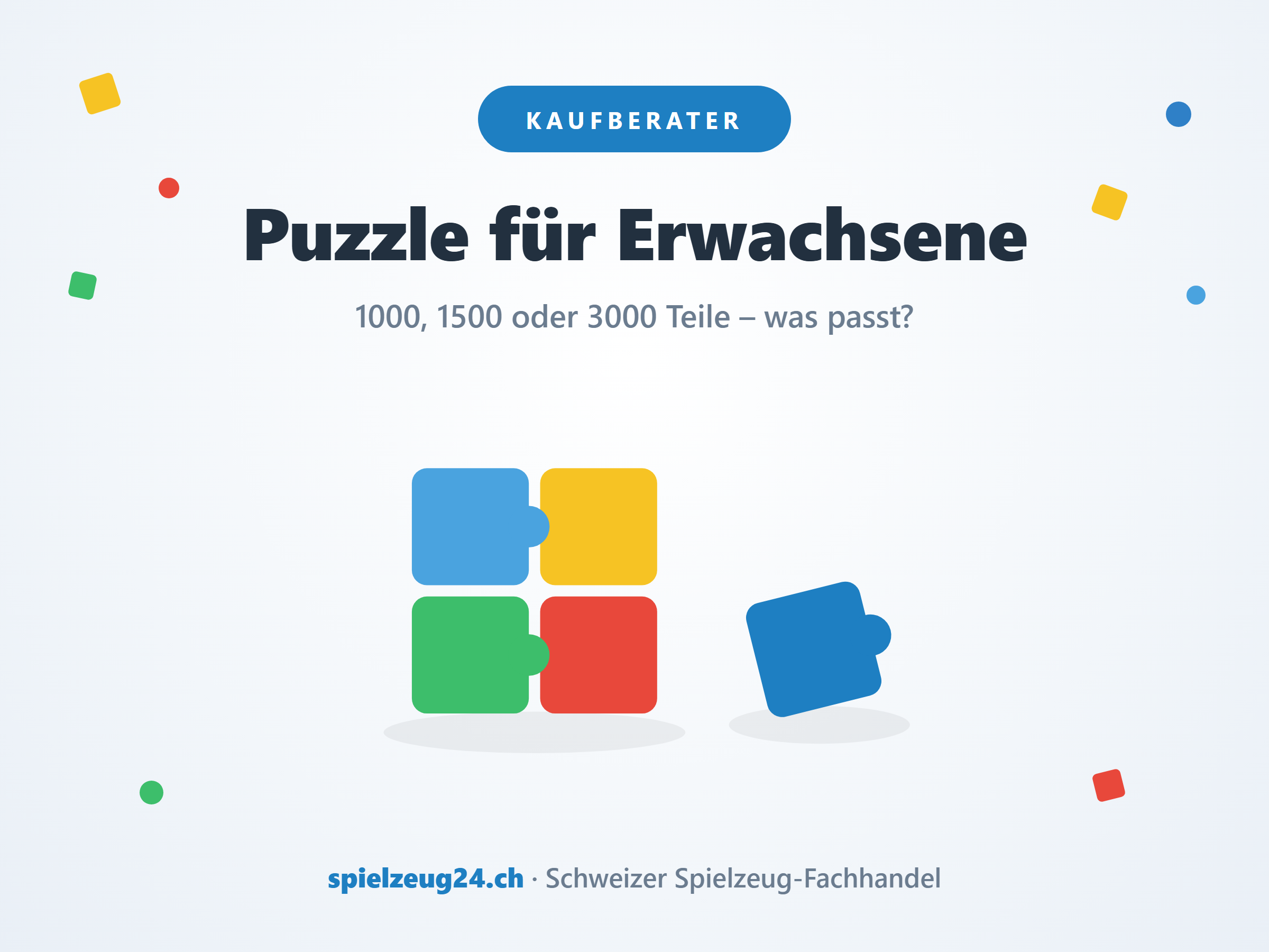 Puzzle für Erwachsene: vier zusammengesetzte Puzzleteile und ein loses Teil – 1000, 1500 oder 3000 Teile?