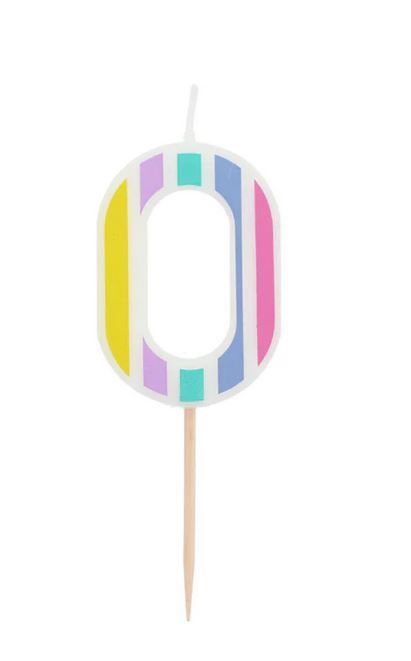 Kerze Geburtstag Pastell Zahl 0 mehrfarbig - Bild 2