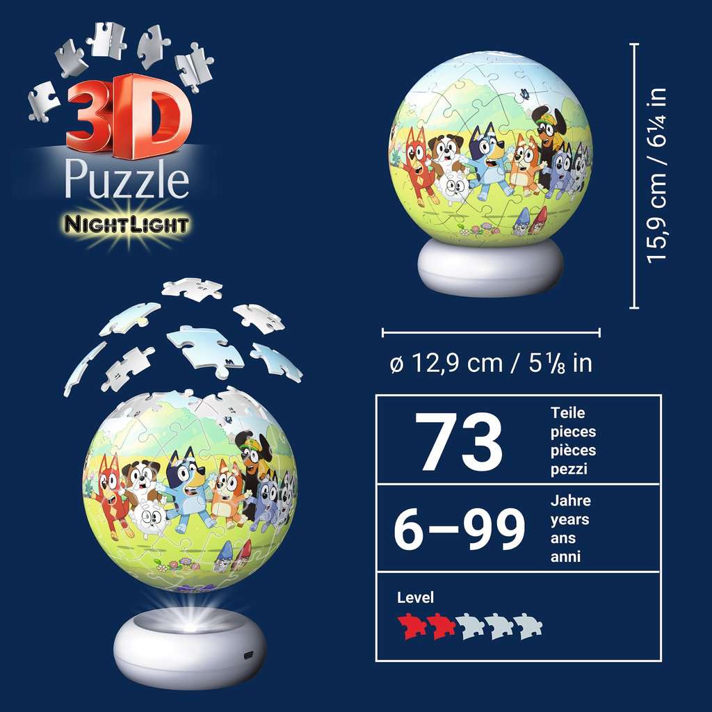 Puzzle 3D Ball 72 Teile: Nachtlicht Bluey 08.060 - Bild 6