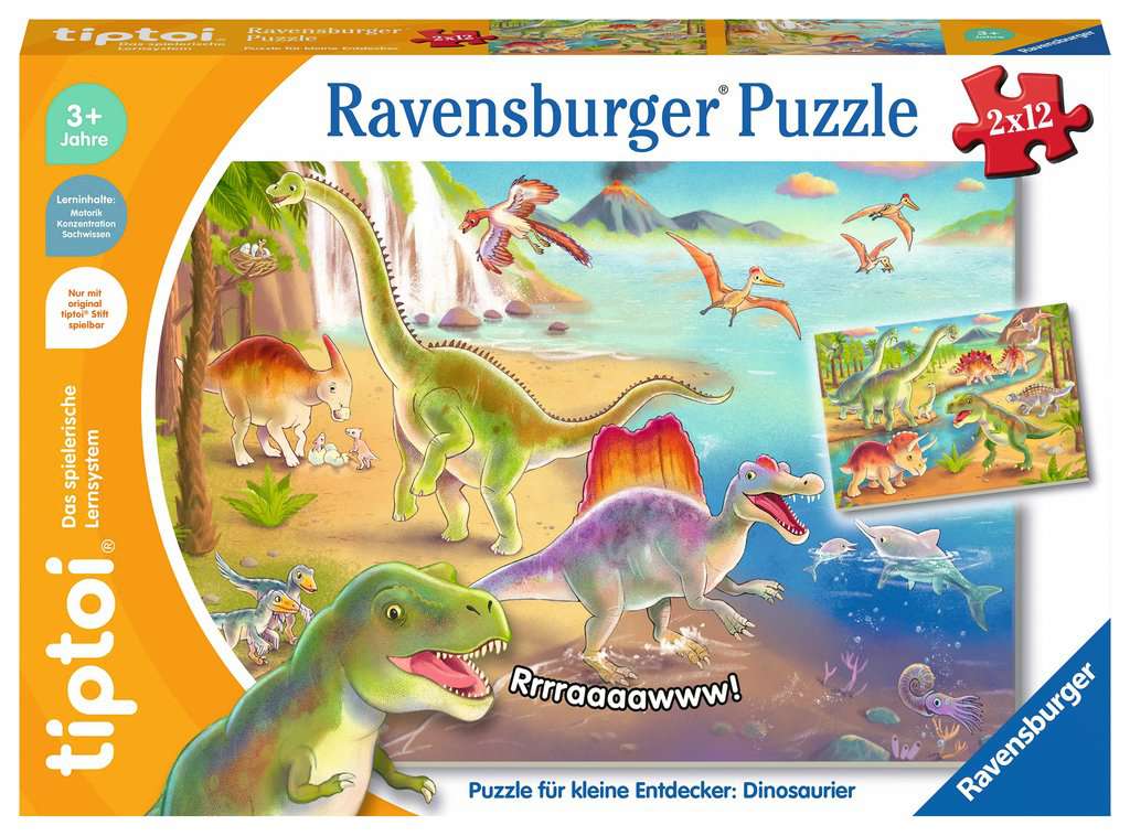 Tiptoi Puzzle für kleine Entdecker: Dinosaurier 2x12 Teile 00.198 - Bild 1