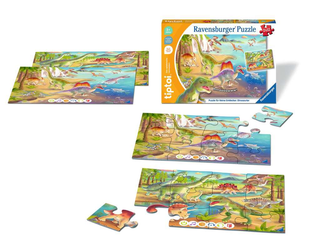 Tiptoi Puzzle für kleine Entdecker: Dinosaurier 2x12 Teile 00.198 - Bild 2