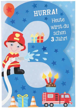 Geburtstagskarte Hurra! Heute wirst du schon 3 Jahr!