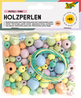 Holzperlen pastell und rund