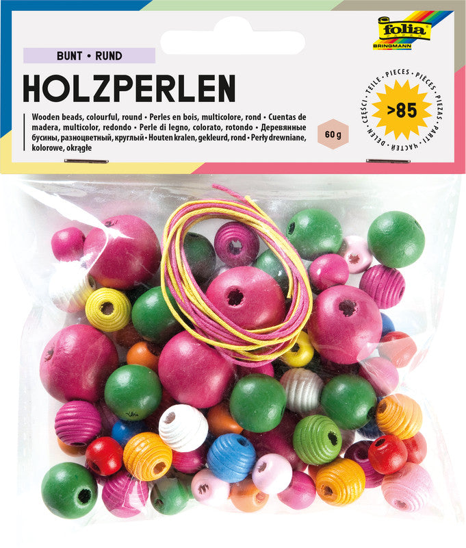 Holzperlen bunt und rund - Bild 1
