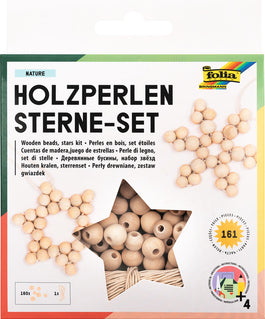 FOLIA Holzperlen Sterne Set Nature