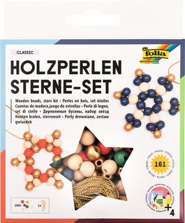 FOLIA Holzperlen Sterne Set Classic