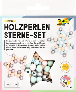 FOLIA Holzperlen Sterne Set Pastel