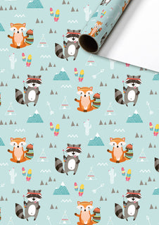 STEWO Geschenkpapier Rolle Waschbär / Fuchs