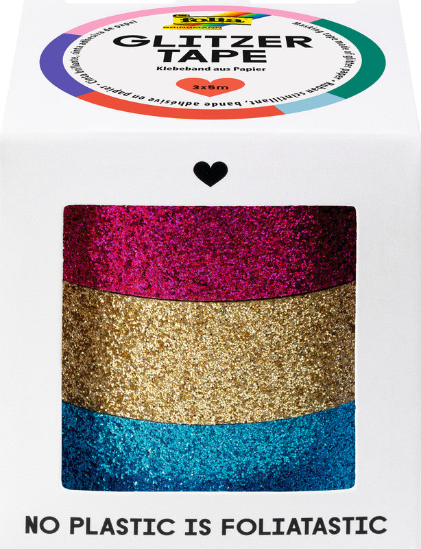 Washi - Tape Set Glitzer Pink/gold/hellblau - Bild 1