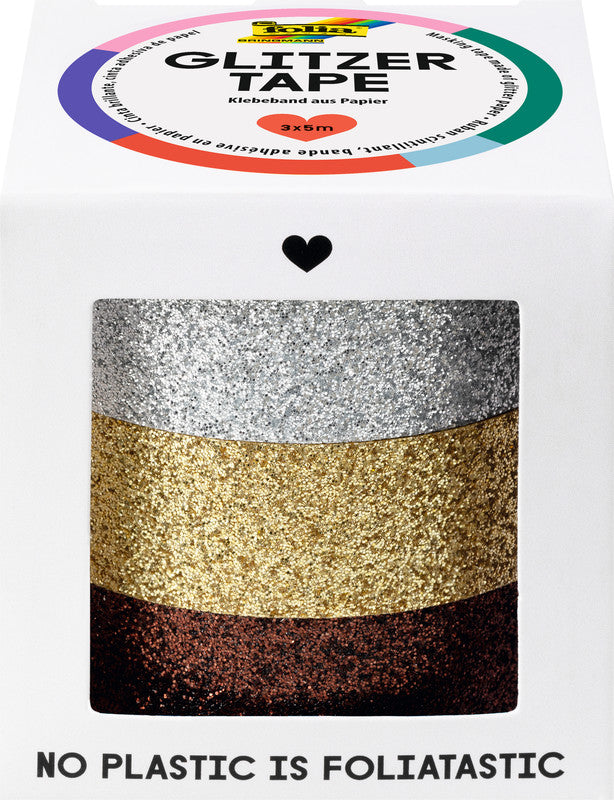 Washi - Tape Set Glitzer silber/gold/braun - Bild 1