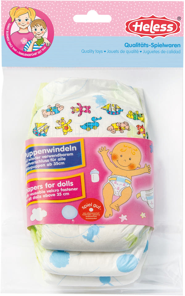 Puppenwindeln 4 Stück, Grösse 35-50 cm
