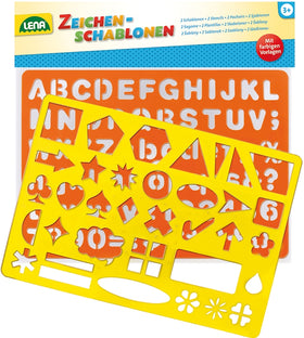 Zeichenschablonen ABC, Zahlen und Zeichen 2 Stück