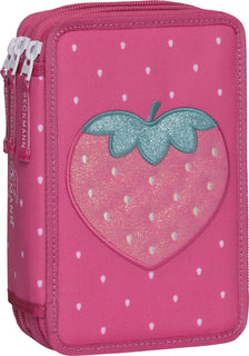 Beckmann Schüleretui 3-fächrig Strawberry