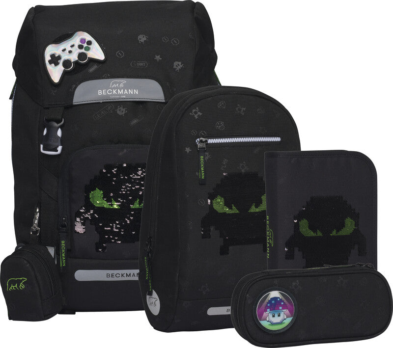 Beckmann Schulrucksack Classic 6-teiliges Set Pixel - Bild 1