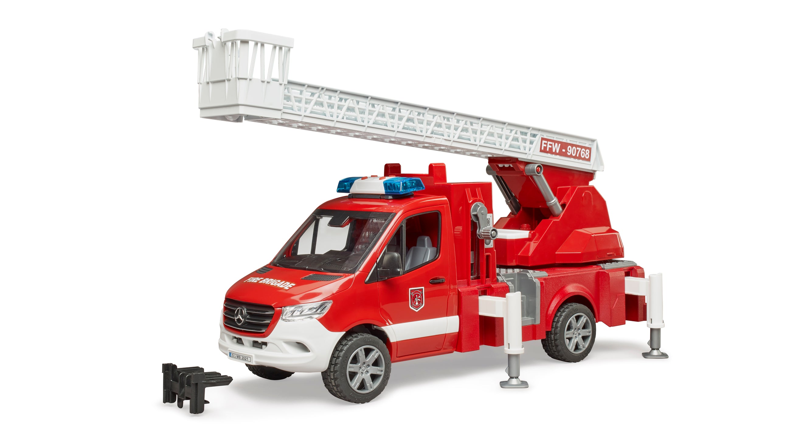 Bruder 02673 MB Sprinter Feuerwehr mit Drehleiter Light + Sound Mod