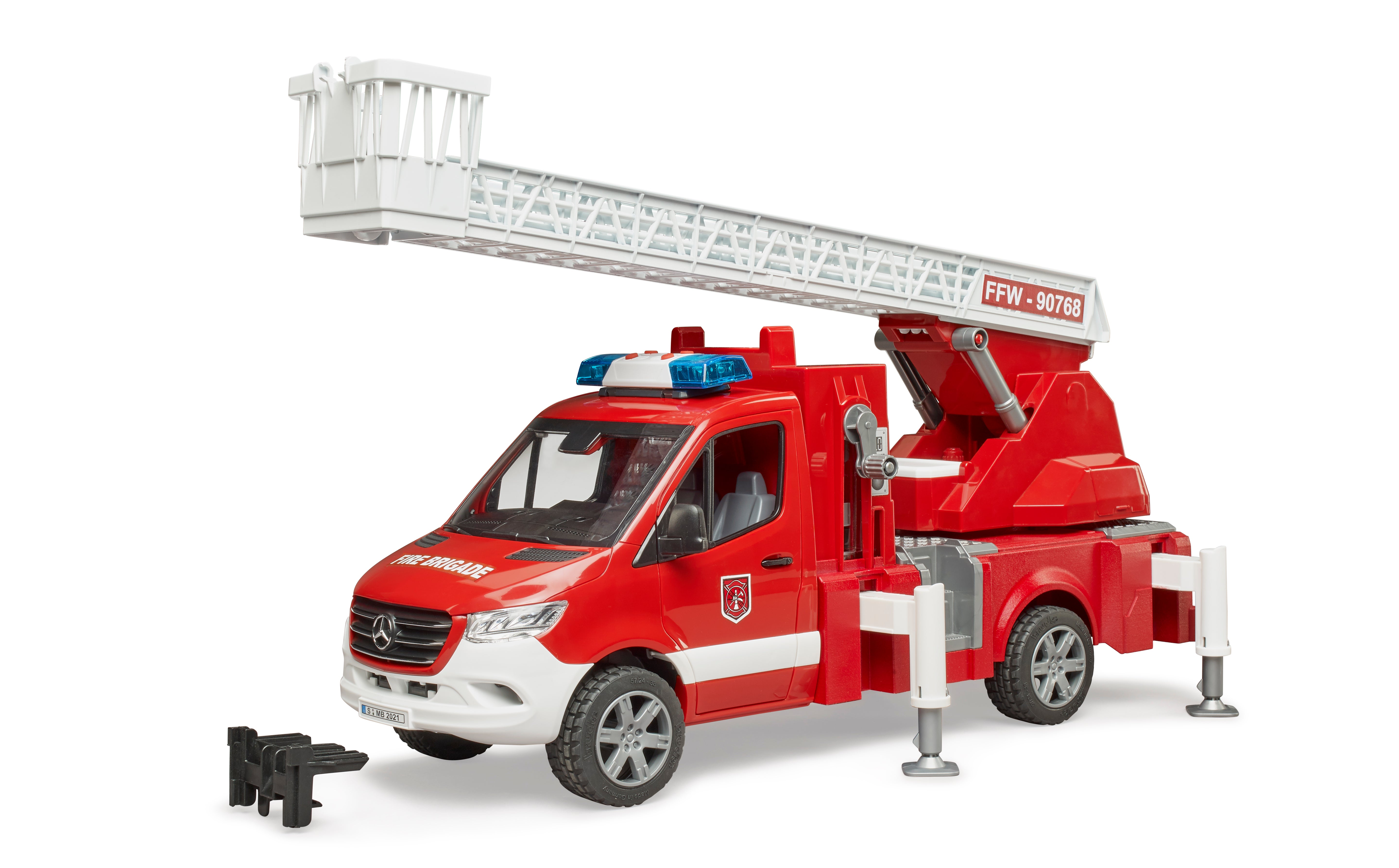 Bruder 02673 MB Sprinter Feuerwehr mit Drehleiter Light + Sound Mod - Bild 1