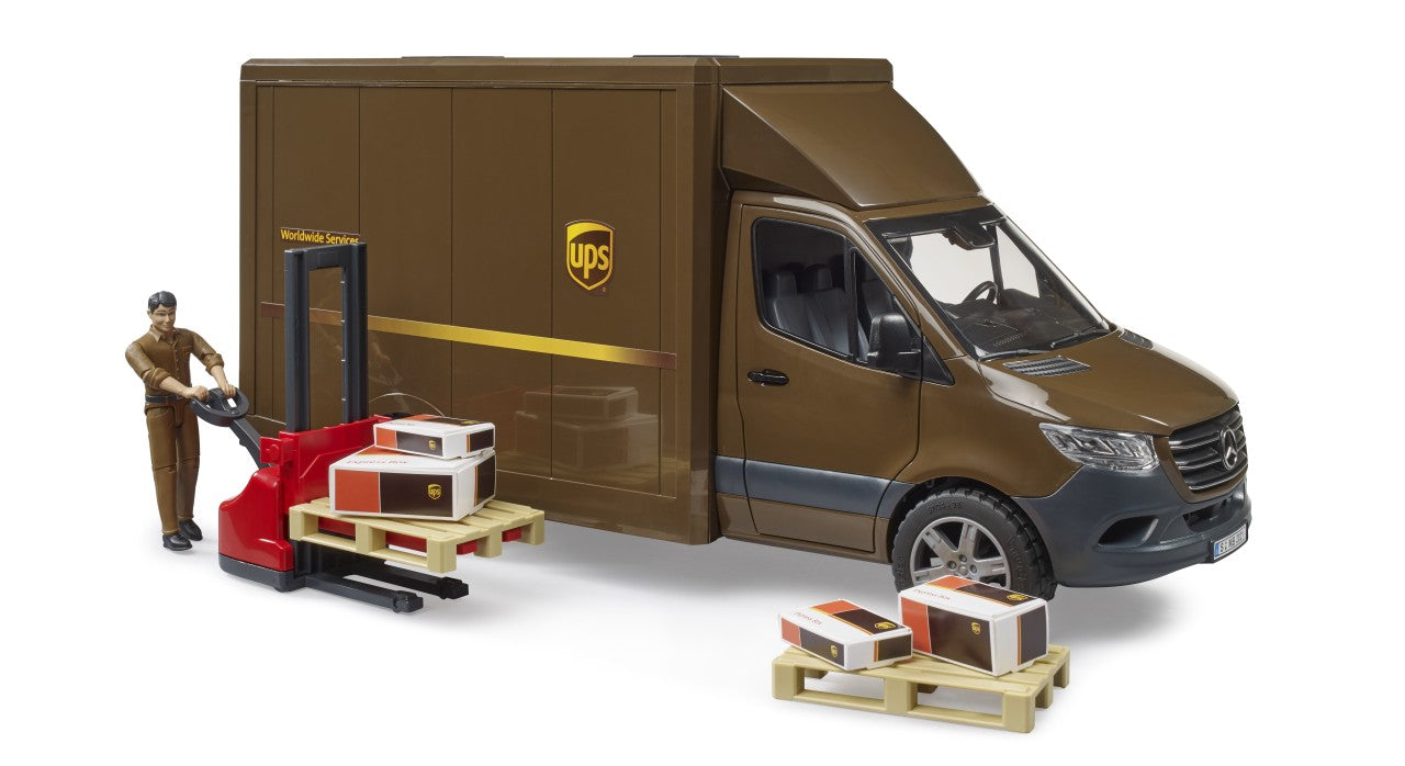 Bruder 02678 MB Sprinter UPS mit Fahrer, Hubwagen und Paketen - Bild 2