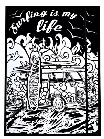 TataRuga Samtbild zum Ausmalen Mappe Surf - Bild 1