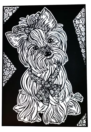 TataRuga Samtbild zum Ausmalen A4 Yorkshire Terrier - Bild 1