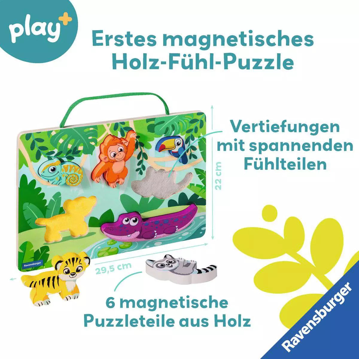 Play+ Magnetisches Holz-Fühl-Puzzle - Dschungel 04.872 - Bild 2