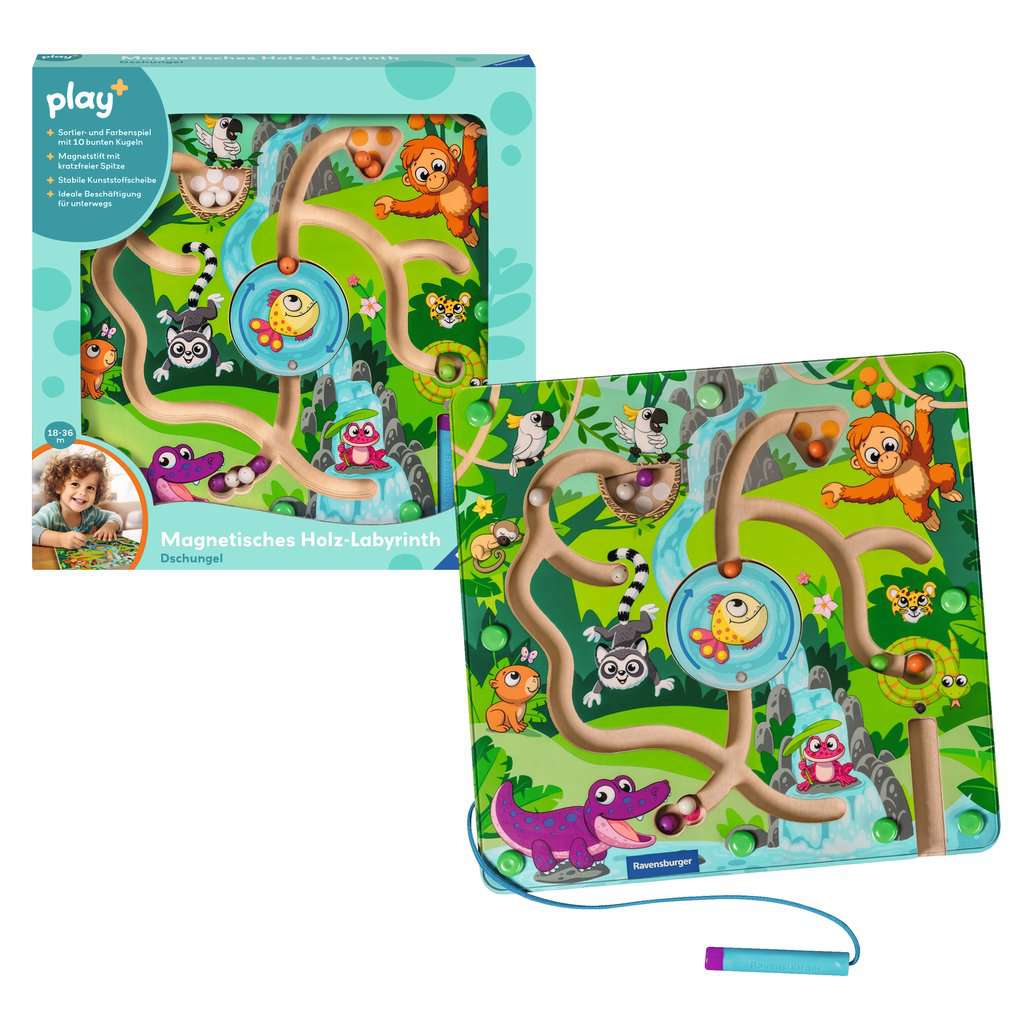 Play+ Magnetisches Holz-Labyrinth - Dschungel 04.873 - Bild 1