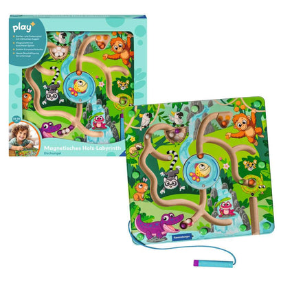 Play+ Magnetisches Holz-Labyrinth - Dschungel 04.873