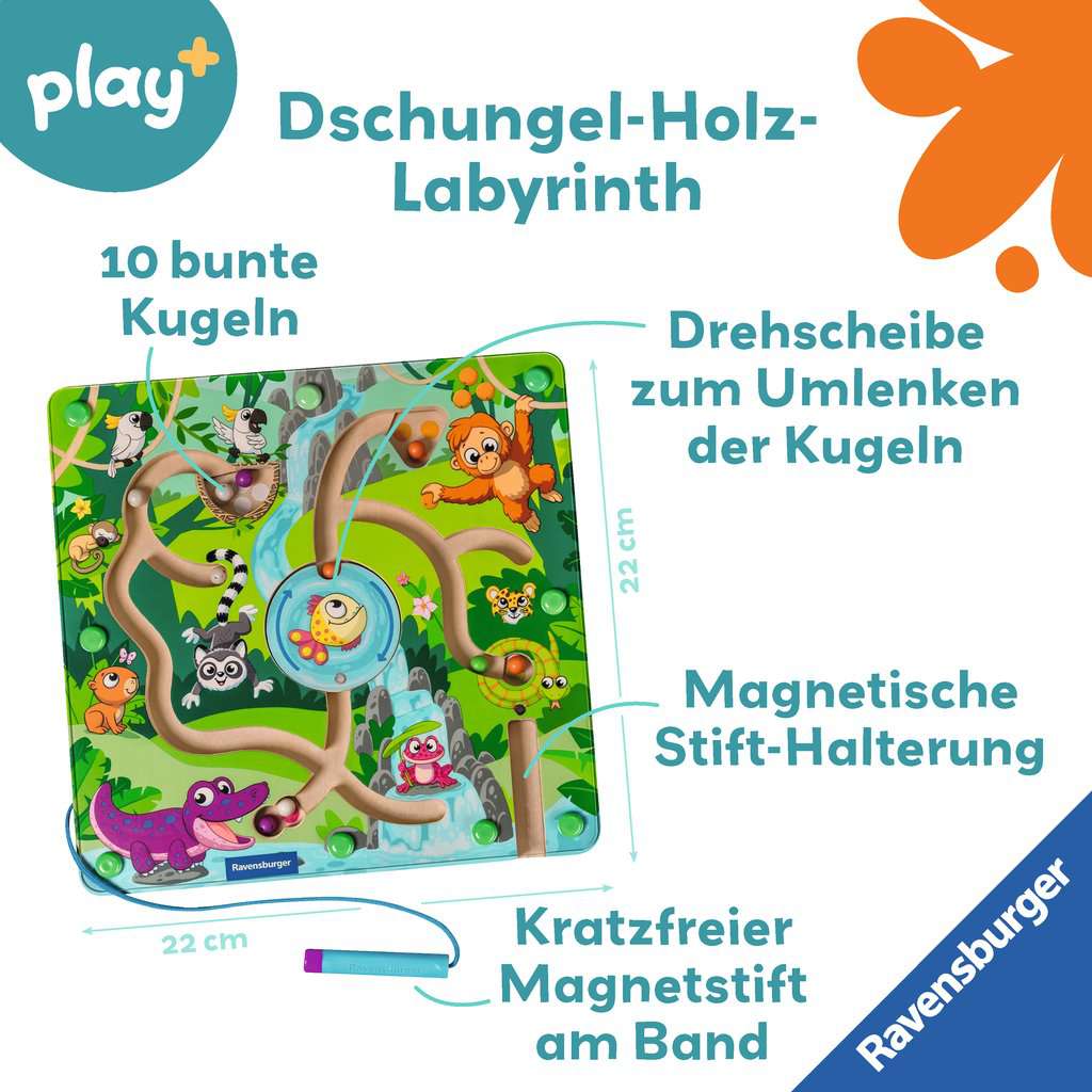 Play+ Magnetisches Holz-Labyrinth - Dschungel 04.873 - Bild 2