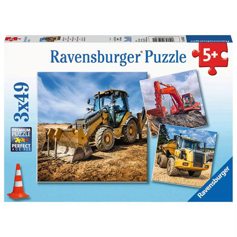 Verpackung Ravensburger Kinderpuzzle Baufahrzeuge im Einsatz 3x49 Teile 05032