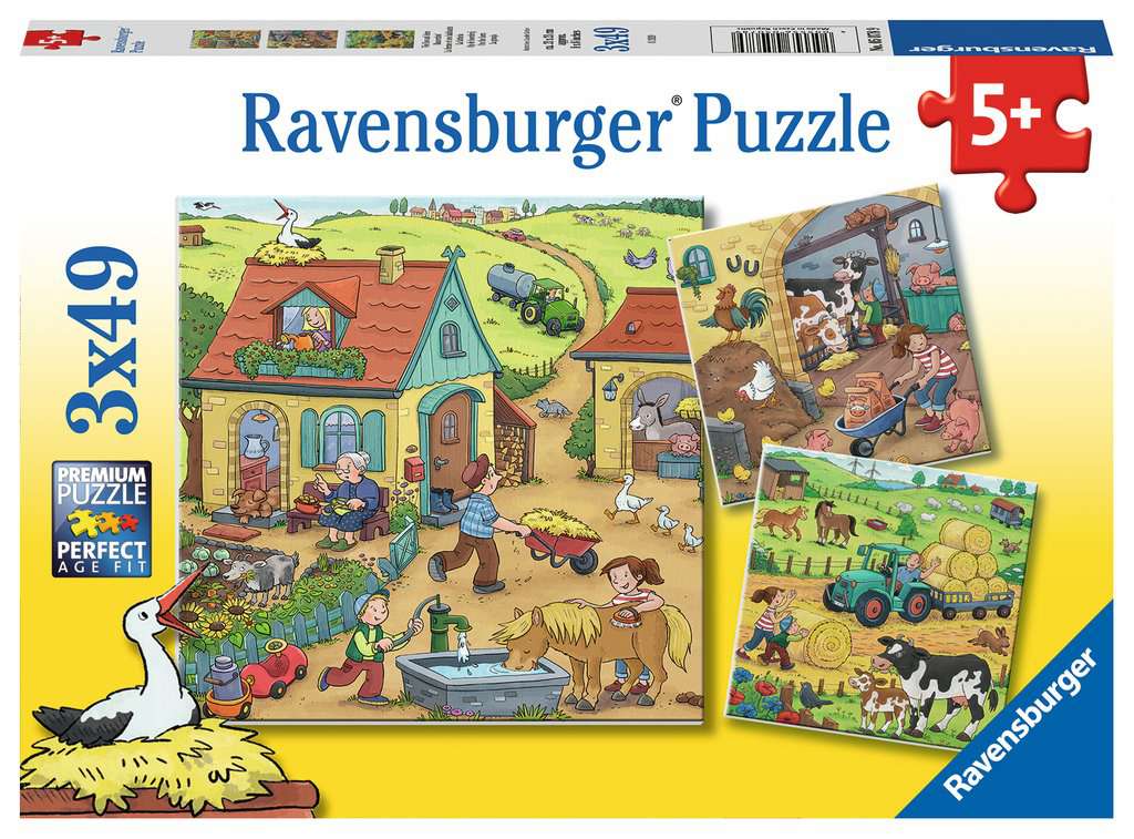 Ravensburger Puzzle Viel los auf dem Bauernhof 3x49 Teile 05.078 - Bild 1