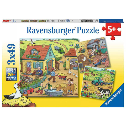 Verpackung Ravensburger Kinderpuzzle Viel los auf dem Bauernhof 3x49 05078
