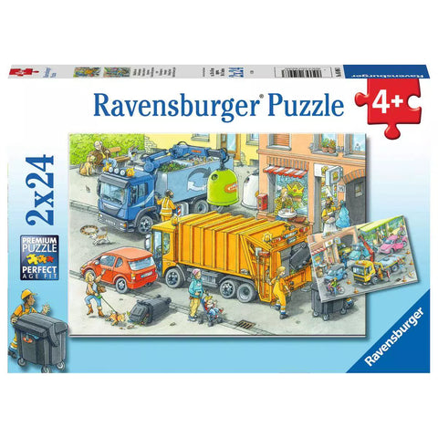 Verpackung Kinderpuzzle Müllabfuhr und Abschleppwagen 2x24 von Ravensburger