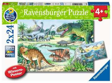 Puzzle 2x24 Teile WWW, Saurier und ihre Lebensräume 5.128 - Bild 1