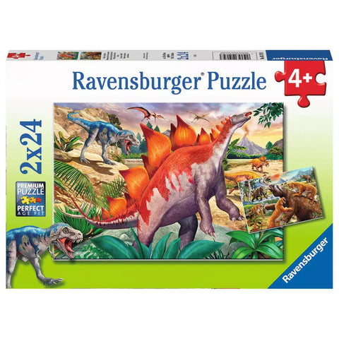 Verpackung Ravensburger Kinderpuzzle Wilde Urzeittiere 2x24 05179