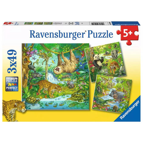 Verpackung Ravensburger Kinderpuzzle Im Urwald 3x49 Teile 05180