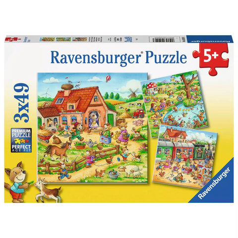 Verpackung Ravensburger Kinderpuzzle Ferien auf dem Land 3x49 Teile 05249
