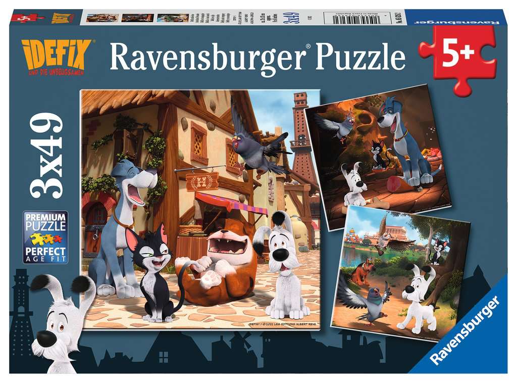 Puzzle 3x49 Teile Idefix und seine tierischen Freunde 005.626 - Bild 1
