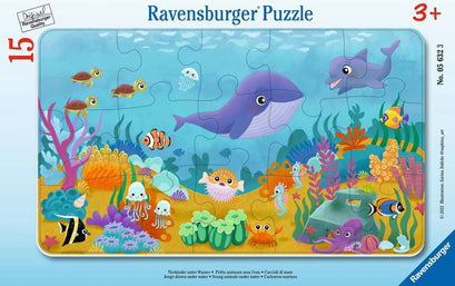 Rahmenpuzzle 15 Teile Tierkinder unter Wasser 005.632