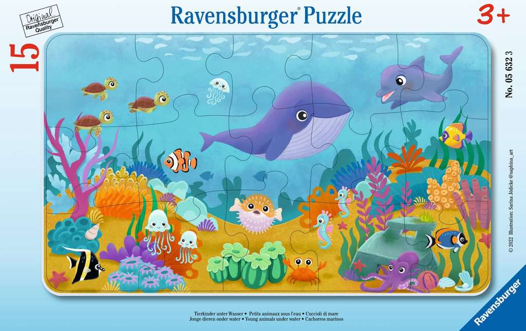 Rahmenpuzzle 15 Teile Tierkinder unter Wasser 005.632 - Bild 1