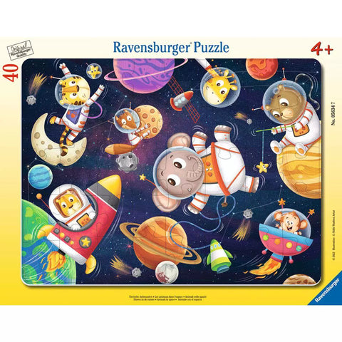 Ravensburger Rahmenpuzzle Tierische Astronauten, 40 Teile, Tiere im Weltall