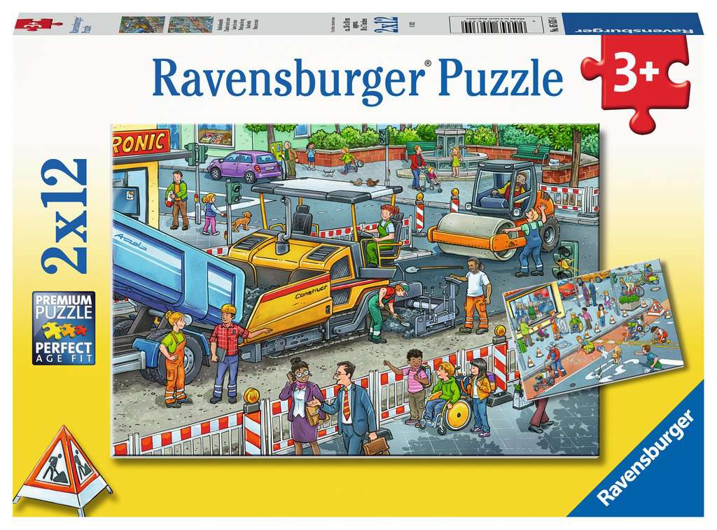 Puzzle 2x12 Teile Strassenbaustelle 005.635 - Bild 1