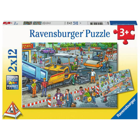 Verpackung Ravensburger Kinderpuzzle Strassenbaustelle, 2x12 Teile