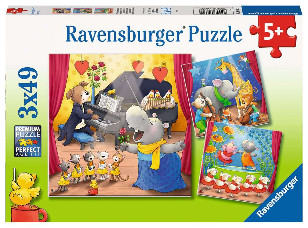 Puzzle 3x49 Teile Tiere auf der Bühne 005.638 - Bild 1