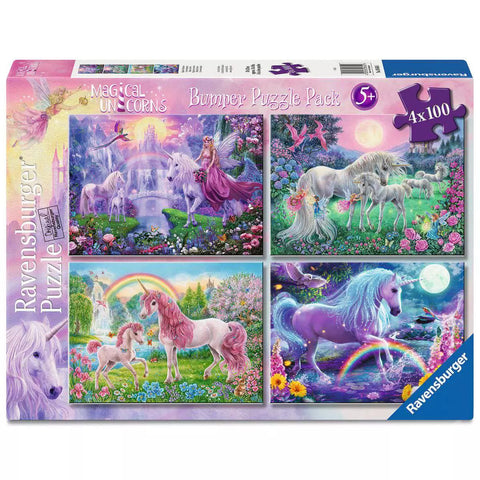 Verpackung Kinderpuzzle Magische Einhörner 4x100 Teile von Ravensburger