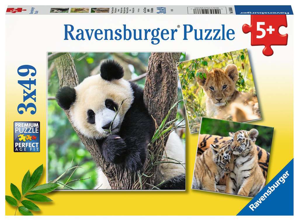 Puzzle 3x49 Teile Panda, Tiger und Löwe 05.666 - Bild 1