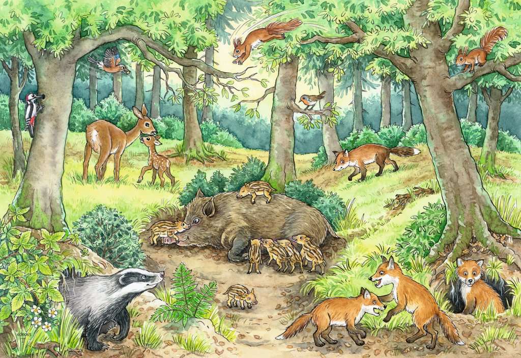 WWW Puzzle 2x12 Teile Tiere im Wald und auf der Wiese 05.673 - Bild 2