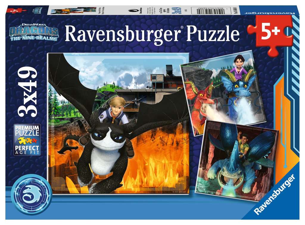 Puzzle 3x49 Teile Dragons: Die 9 Welten 05.688 - Bild 1