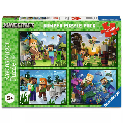 Verpackung Minecraft Bumper Puzzle Pack 4x100 Teile, Ravensburger 05716